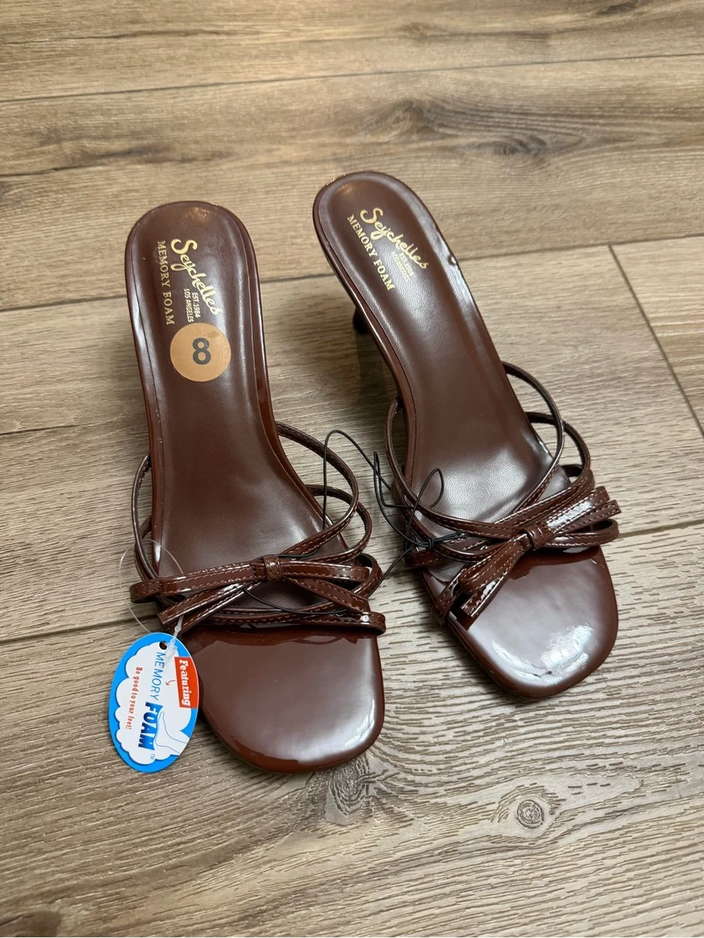 Angels Brown Bow-Strap Slide Sandals